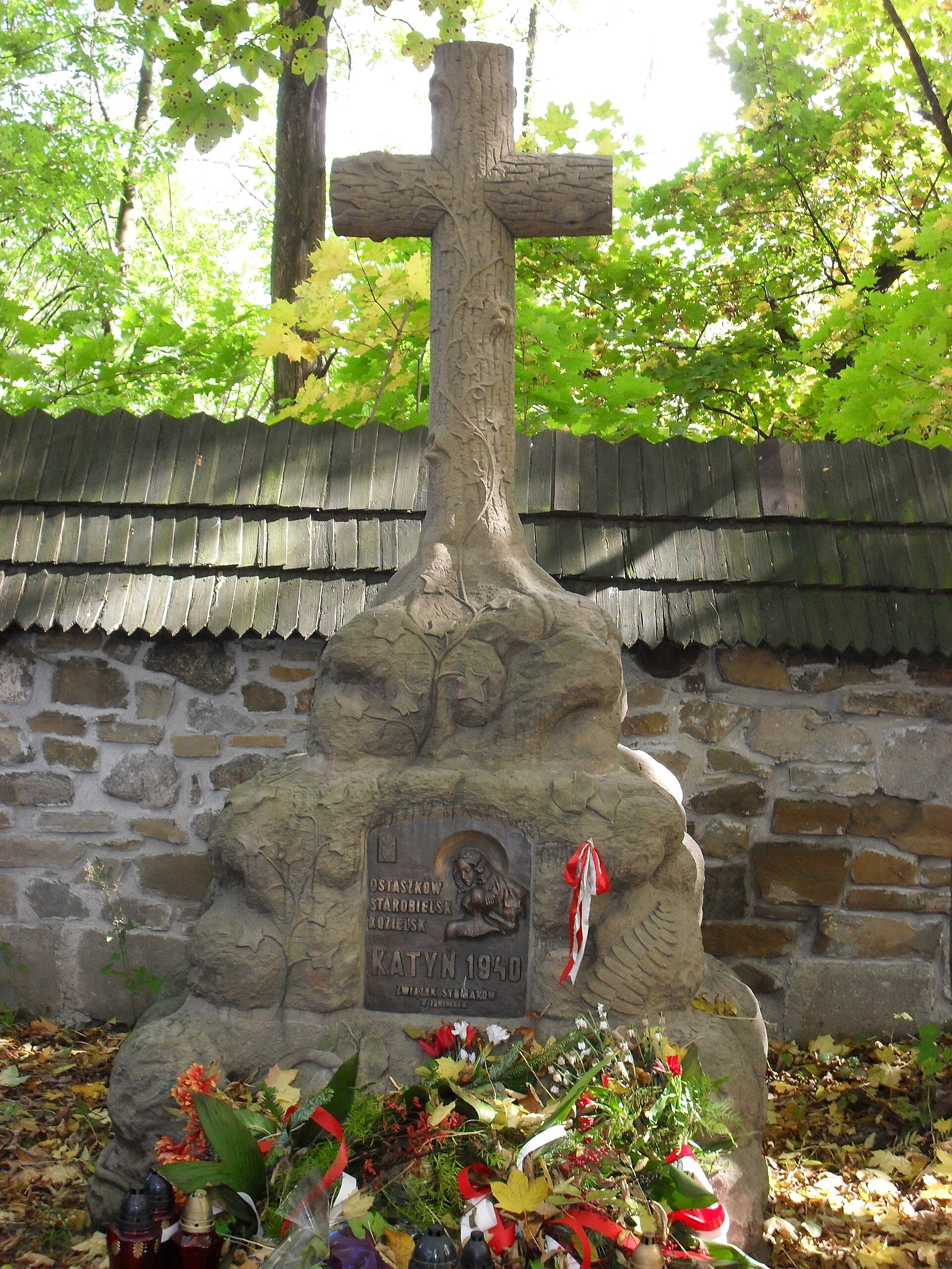 A stone memorial in Zakopane, Poland, commemorating the victims of the 1940 Katyn massacre.