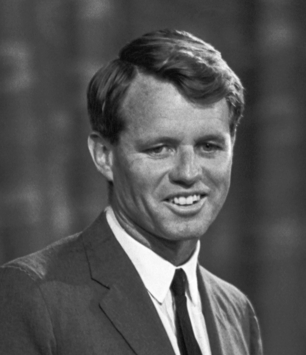 Robert F. Kennedy in a suit and tie, photographed at the 1964 Democratic National Convention platform hearings